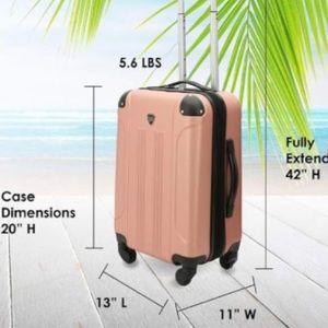 Travelers Club Chicago Hardside Expendable Spinner Luggage Rose Gold Carry-On